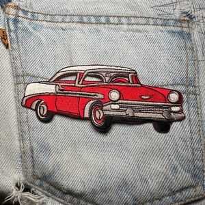 Red 57 Chevy Bel‎ Air Car Patch Embroidered Iron On Patch Applique